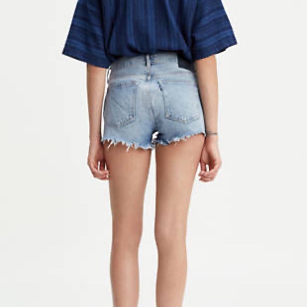 LEVI'S Embroidered High Rise Western Fray Shorts - Picture 3 of 7